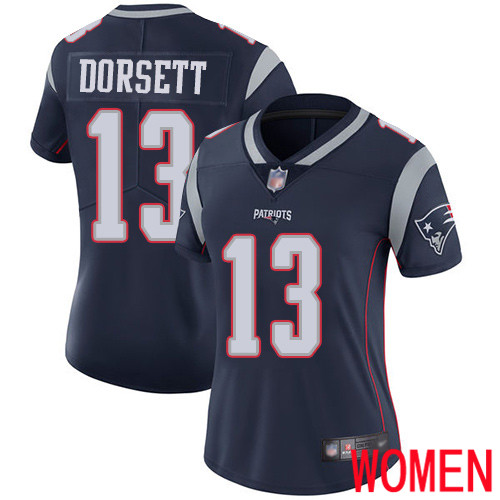 New England Patriots Football #13 Vapor Limited Navy Blue Women Phillip Dorsett Home NFL Jersey